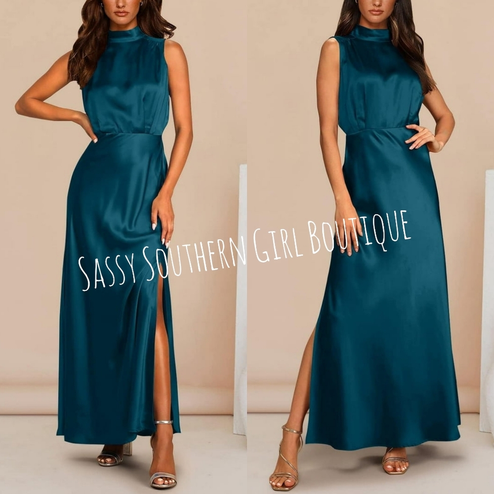 🆕⭐ Teal Blue Halter Dress